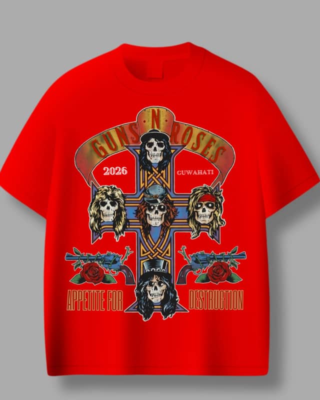 Guns N’ Roses Appetite for Destruction Red Oversized T-Shirt